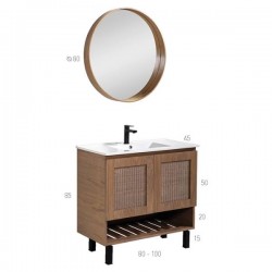 Βάση Επίπλου Μπάνιου Mabo Λυδία 80 cm Κόντρα Πλακέ Θαλάσσης Με Επένδυση Καπλαμά Με Νιπτήρα Slim 