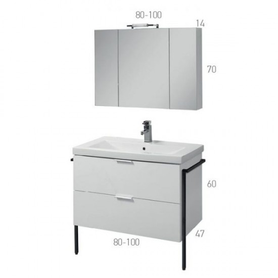 Σετ Έπιπλο Μπάνιου MDF Λάκα Mabo Marcella 100 cm Με Νιπτήρα Και Φωτιστικό