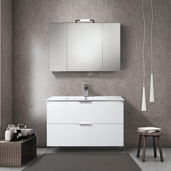 Σετ Έπιπλο Μπάνιου MDF Λάκα Mabo Marcella 100 cm Με Νιπτήρα Και Φωτιστικό