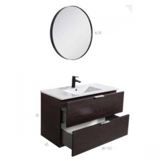 Καθρέπτης Επίπλου Μπάνιου Μεταλλικός Mabo Marcella Δρυς 80 cm