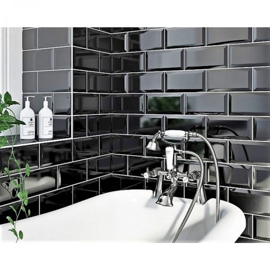 Πλακάκι Black Beveled Glossy 10x20