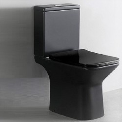 Λεκάνη Δαπέδου Πορσελάνης Πισωστόμια Milos 62 εκ. Soft Close 30-059BL Μαύρη Ματ