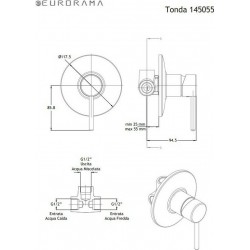 Εντοιχισμένος Μίκτης Ορειχάλκινος 1 εξόδου Eurorama Tonda 145055-400