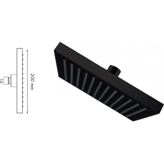 Κώδωνας Ντουζ Modea 00-3111 20x20 Black Matt (Μαύρο Ματ) Τετράγωνος Κώδωνας Ντουζ Modea 00-3111 20x20 Black Matt (Μαύρο Ματ) Τετράγωνος