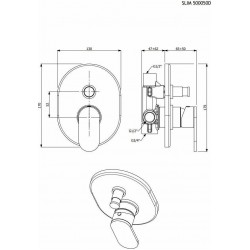 Εντοιχισμένος Ορειχάλκινος Μίκτης ντουζιέρας 2 εξόδων Armando Vicario Slim 500050D-201 Brushed Gold (Χρυσό)