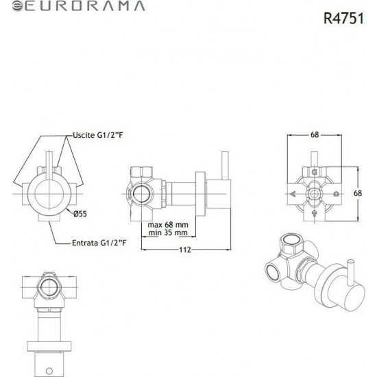 Εκτροπέας Εντοιχισμού 3 Εξόδων - Eurorama Tonda R4751-400 Black matt (Μαύρο Ματ) Εκτροπέας Εντοιχισμού 3 Εξόδων - Eurorama Tonda R4751-400 Black matt (Μαύρο Ματ)