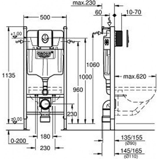 Καζανάκι Εντοιχιζόμενο Rapid SL Grohe 38745001 Ένθετο ή Επίτοιχο σε γυψοσανίδα Για Κρεμαστές Λεκάνες Με Πλακέτα 38505 Καζανάκι Εντοιχιζόμενο Rapid SL Grohe 38745001 Ένθετο ή Επίτοιχο σε γυψοσανίδα Για Κρεμαστές Λεκάνες Με Πλακέτα 38505