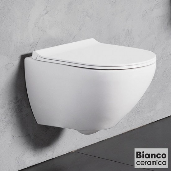 ΛΕΚΑΝΗ ΚΡΕΜΑΣΤΗ ΛΕΥΚΗ ΠΟΡΣΕΛΑΝΗΣ RIMLESS BIANCO CERAMICA REMO 56cm, Slim Soft Close RM11000SC-300 ΛΕΚΑΝΗ ΚΡΕΜΑΣΤΗ ΛΕΥΚΗ ΠΟΡΣΕΛΑΝΗΣ RIMLESS BIANCO CERAMICA REMO 56cm, Slim Soft Close RM11000SC-300