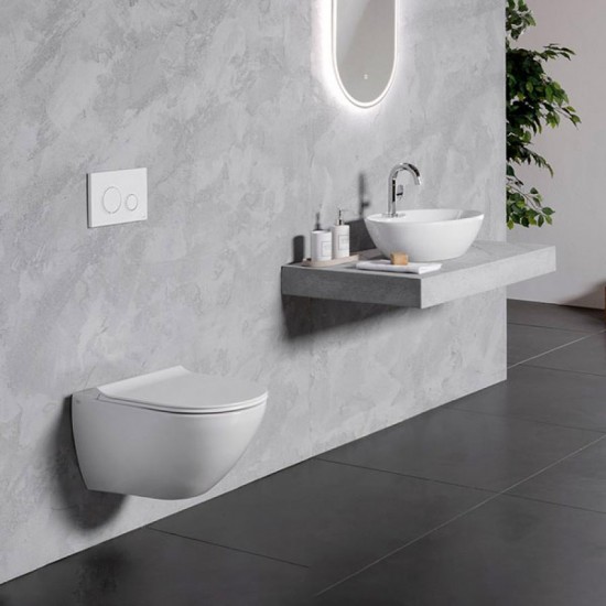 ΛΕΚΑΝΗ ΚΡΕΜΑΣΤΗ ΛΕΥΚΗ ΠΟΡΣΕΛΑΝΗΣ RIMLESS BIANCO CERAMICA REMO 56cm, Slim Soft Close RM11000SC-300 ΛΕΚΑΝΗ ΚΡΕΜΑΣΤΗ ΛΕΥΚΗ ΠΟΡΣΕΛΑΝΗΣ RIMLESS BIANCO CERAMICA REMO 56cm, Slim Soft Close RM11000SC-300