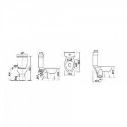 Λεκάνη Δαπέδου Creavit Set Athena SD 300 Πορσελάνης Λευκή Κατωστόμια με Καζανάκι και Κάλυμμα Soft Close