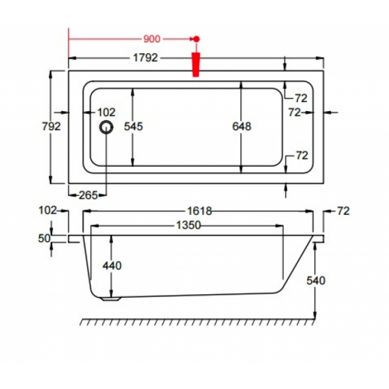Μπανιέρα Carron Quantum 457C ένθετη ή με ποδιά Μπανιέρα Carron Quantum 457C ένθετη ή με ποδιά