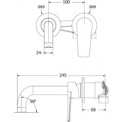 Εντοιχισμένη Μπαταρία Νιπτήρα Αναμεικτική Ορειχάλκινη Modea Optima 00-7510 Χρωμέ