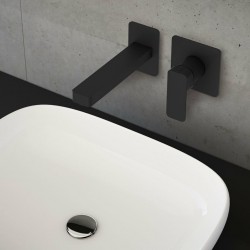 Εντοιχισμένη Μπαταρία Νιπτήρα Αναμεικτική Ορειχάλκινη Eurorama Quadra 144904 Black Matt (Μαύρο Ματ)