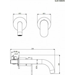 Εντοιχισμένη Μπαταρία Νιπτήρα Αναμεικτική Ορειχάλκινη Armando Vicario Slim 500045-100 Χρωμέ