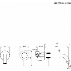 Εντοιχισμένη Μπαταρία Νιπτήρα Αναμεικτική Ορειχάλκινη Armando Vicario Industrial Chrome 512045-100 Χρωμέ