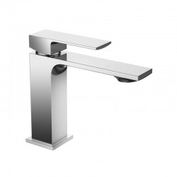 Μπαταρία Νιπτήρα Square Acquanet Χρωμέ Τετραγωνισμένη Minimal Βαρέως Τύπου με Βαλβίδα Κλικ-Κλακ