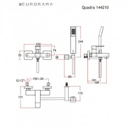 Μπαταρία Λουτρού Eurorama Quadra 144210-110 Inox
