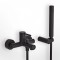 Μπαταρία Λουτρού Αναμεικτική Eurorama Tonda Black Matt 145210-400 Μαύρο Ματ με Tηλέφωνο Anticalcare, Επίτοιχο Αναπαυτήριο Τηλεφώνου και Άθραυστο Σπιράλ 1,5m