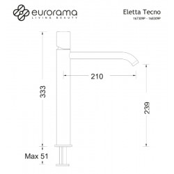 Μπαταρία επιτραπέζιου νιπτήρα Eurorama Eletta Tecno 167309P-410 Black Brushed