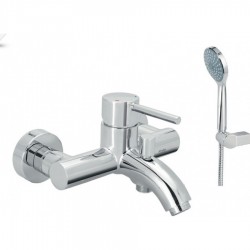 Μπαταρία Λουτρού Αναμεικτική Modea Etna 00-7002 Χρωμέ με Tηλέφωνο, Επίτοιχο Στήριγμα Τηλεφώνου και Σπιράλ 1,5m