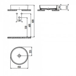Νιπτήρας Μπάνιου Λευκός Πορσελάνης Tema Space 41,5 x 41,5 cm Επικαθήμενος χωρίς Οπή για Βρύση