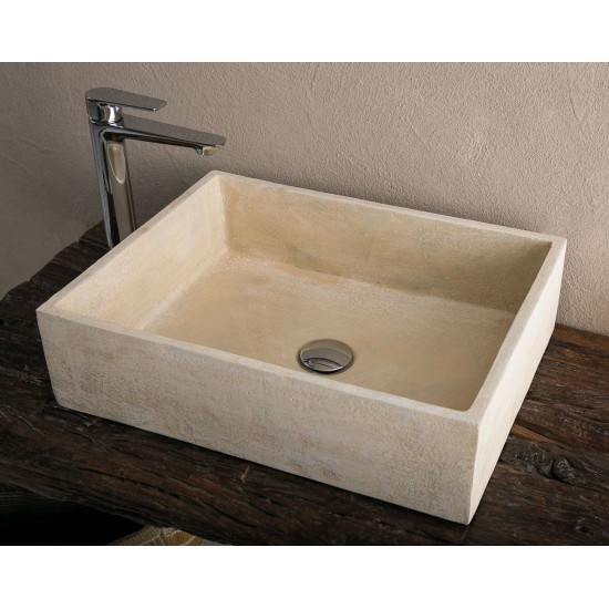 Νιπτήρας Μπάνιου Τεχνητής Πέτρας Μπεζ Ματ Tema Rock 52x38 Επικαθήμενος από Ορυκτά και Ρητίνες