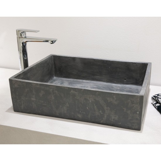 Νιπτήρας Μπάνιου Τεχνητής Πέτρας Ανθρακί Ματ Tema Rock 52x38 Επικαθήμενος από Ορυκτά και Ρητίνες 