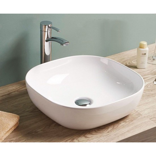 Νιπτήρας Μπάνιου Λευκός Πορσελάνης Tema Space 41,5 x 41,5 cm Επικαθήμενος χωρίς Οπή για Βρύση