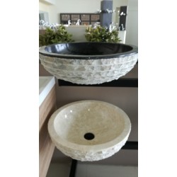 Νιπτήρας Μπάνιου Φυσικής Πέτρας Μπεζ Bati Meteor 40x40 Επικαθήμενος