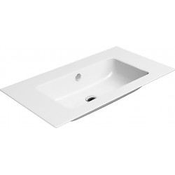 Νιπτήρας Μπάνιου Πορσελάνης Λευκός GSI Pura 8838 Ένθετος 82 × 46 εκ. Τετραγωνισμένος με Οπή για Βρύση και Ειδική Αντιμικροβιακή Επίστρωση