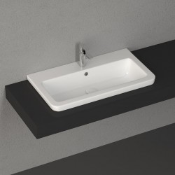 Νιπτήρας Μπάνιου Πορσελάνης Λευκός Urban 35060 Bianco Ceramica Ένθετος Επίπλου Ή χτιστού (Δυνατότητα Τοποθέτησης και ως Επιτοίχιος Κρεμαστός) 60 × 35 εκ. Τετραγωνισμένος 