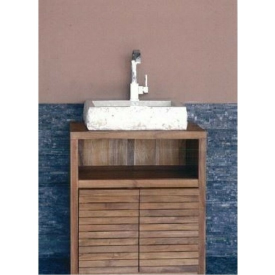 Νιπτήρας Μπάνιου Φυσικής Πέτρας Μπεζ Bati Serok 50x40 Επικαθήμενος 