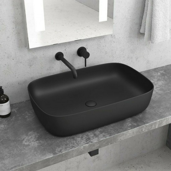 Νιπτήρας Μπάνιου Πορσελάνης Karag LT 2143-PMB Black Mat 60x39cm Τετραγωνισμένος Επικαθήμενος χωρίς Υπερχείλιση και χωρίς Οπή για Βρύση Νιπτήρας Μπάνιου Πορσελάνης Karag LT 2143-PMB Black Mat 60x39cm Τετραγωνισμένος Επικαθήμενος χωρίς Υπερχείλιση και χωρίς Οπή για Βρύση