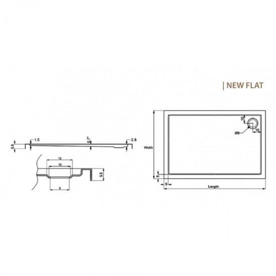 Ντουζιέρα Ορθογώνια Karag New Flat 15 70X160 Λευκή Ακρυλική