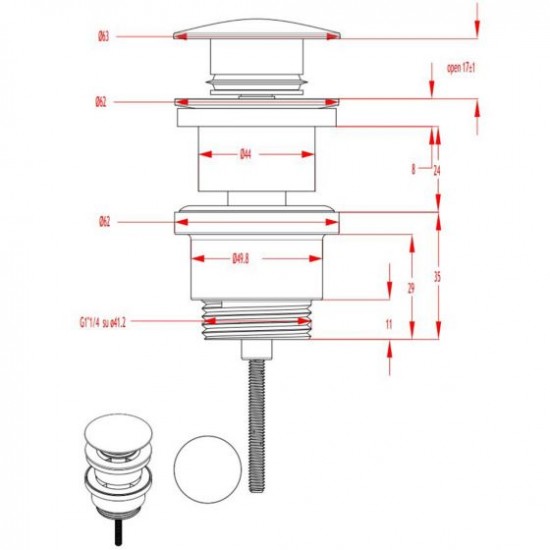 Βαλβίδα Clic-Clac La Torre New Tech RV0338-221 Bronze Βαλβίδα Clic-Clac La Torre New Tech RV0338-221 Bronze