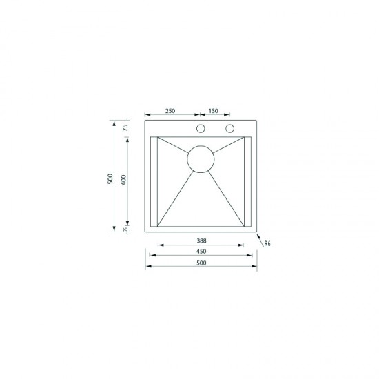 Ανοξείδωτος Νεροχύτης 55×50 Ένθετος Sanitec Focus Mix 15226 Inox Σατινέ