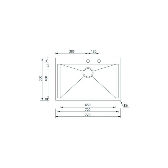 Ανοξείδωτος Νεροχύτης 77×50 Ένθετος Sanitec Focus Mix 15223 Inox Σατινέ