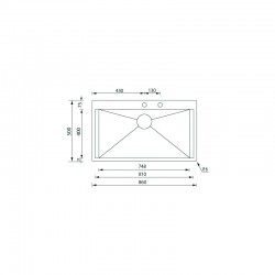 Ανοξείδωτος Νεροχύτης 86×50 Ένθετος Sanitec Focus Mix 15224 Inox Σατινέ