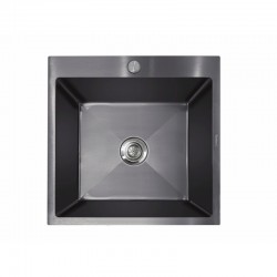 Ανοξείδωτος Νεροχύτης Επικαθήμενος 50x50 Sanitec Vision 5050B 1V Inox Nano Black