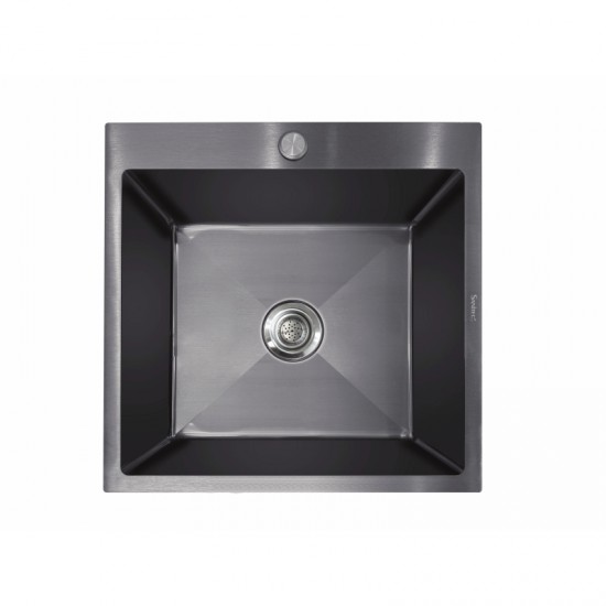 Ανοξείδωτος Νεροχύτης Επικαθήμενος 50x50 Sanitec Vision 5050B 1V Inox Nano Black