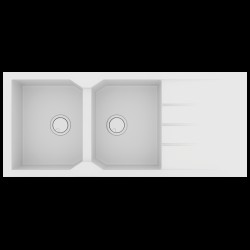 Νεροχύτης Γρανιτένιος Ένθετος Sanitec Ultra Granite 800 116 2B 1D (116X50) Bianco Βαρέως Τύπου με 2 Γούρνες και Μαξιλάρι