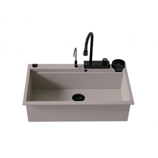 Ένθετος Νεροχύτης Quartz Multi Granite Sanitec 850 Μ79xΠ50cm Sienna (Καφε)