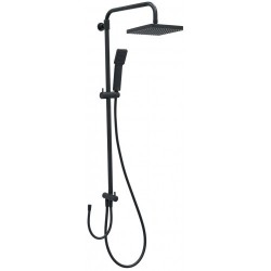 Στήλη Ντουζ Ορειχάλκινη Modea by Viospiral Με Κολώνα 100-135 εκ. Riviera 00-2963 Μαύρη Ματ Τετραγωνισμένη 2 Εξόδων χωρίς Μπαταρία με Κολώνα Ρυθμιζόμενου Ύψους, Ανακλινόμενη Κεφαλή Nτους 20Χ20, Τηλέφωνο με Ρυθμιζόμενη Βάση και Σπιράλ