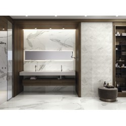 Πλακάκι Patmos 60Χ120 Retificatto Baldocer Λευκό Γυαλιστερό Απομίμησης Μαρμάρου