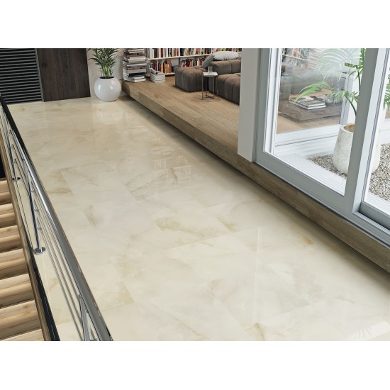 Πλακάκι Quios Crema (Ανοιχτό Μπεζ) Pulido 60Χ60 Γυαλιστερό Μαρμαριζέ