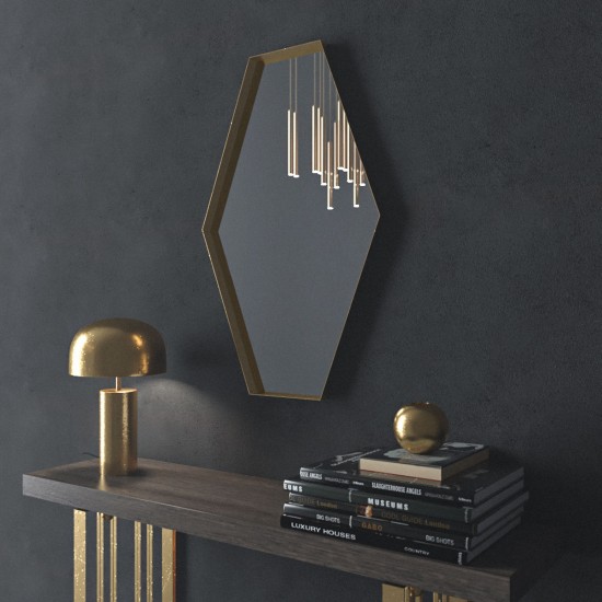 Κρεμαστός Καθρέπτης Iron Polygon 50x80 εκ. με Led Black (Μαύρος)