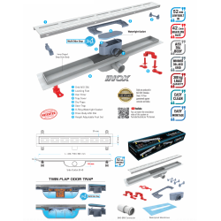 Κανάλι Ντουζιέρας Σιφών Duscheline Premium Vision Full Inox 60cm Ανοξείδωτο Χρωμέ με Πλαίσιο