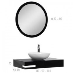 Καθρέπτης Επίπλου Μπάνιου Mabo Prestige New 60 cm Κόντρα Πλακέ Με Επένδυση Καπλαμά Δρυς Ρουστίκ 