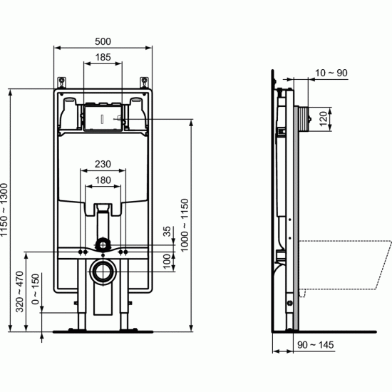 Εντοιχιζόμενο καζανάκι Prosys 80 Ideal Standard Χαμηλής Πίεσης R014367 με Πλαίσιο Στήριξης Εντοιχιζόμενο καζανάκι Prosys 80 Ideal Standard Χαμηλής Πίεσης R014367 με Πλαίσιο Στήριξης