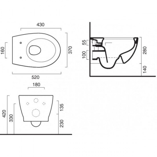 Κρεμαστή Λεκάνη Catalano Italy Newflush 1VS52RIT00 Vortex Flushing 52 εκ. με Κάλυμμα Λευκό Soft Close 